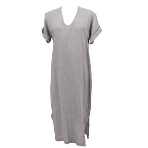 Frances Bettini Linen Dress Womens S Gray Lagenlook Resort Coastal Beach‎ Pool